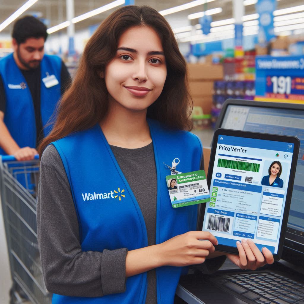Empleado con una licencia del verificador de precios