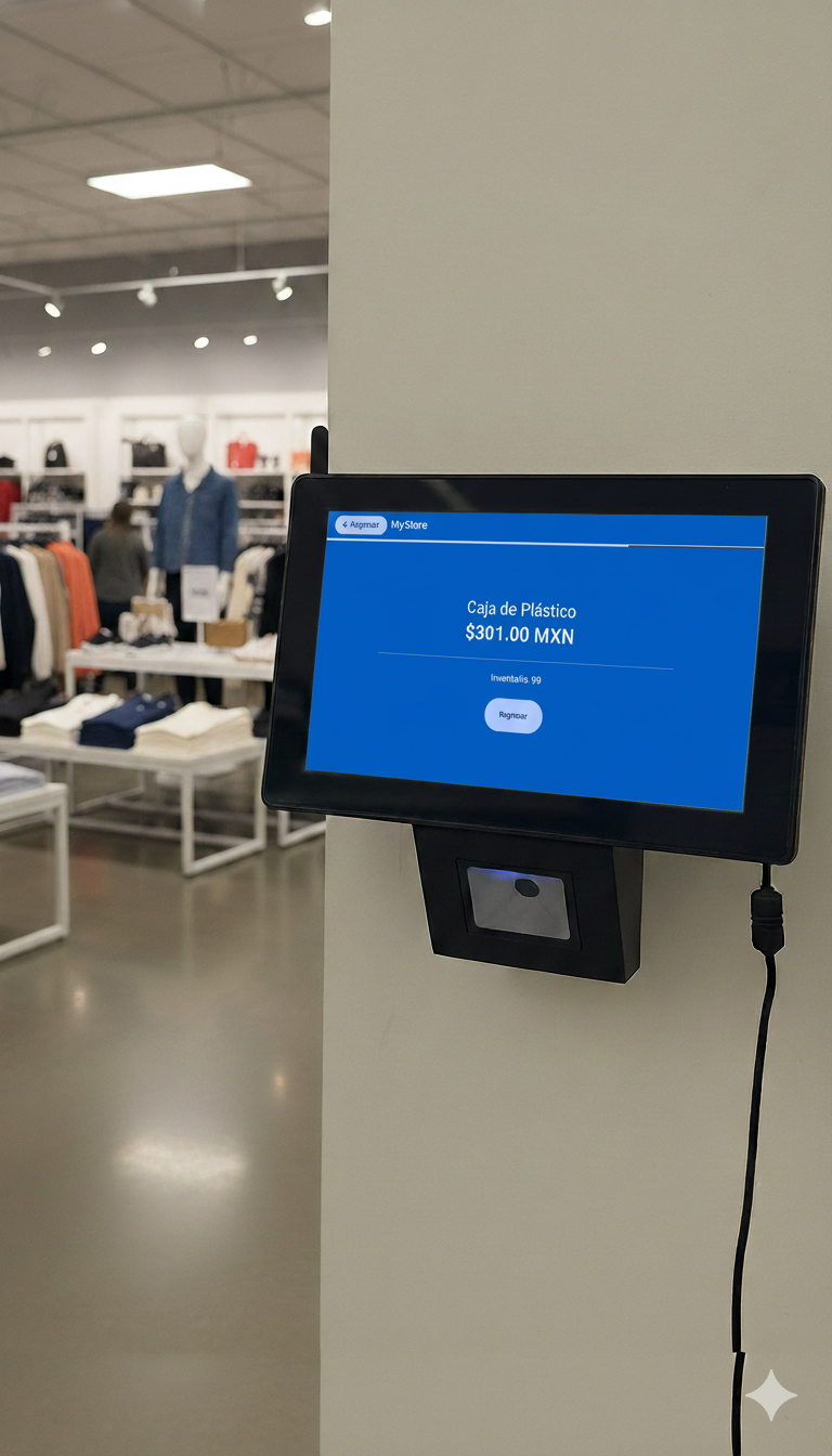 Price verifier device A mounted into wall at a wear store